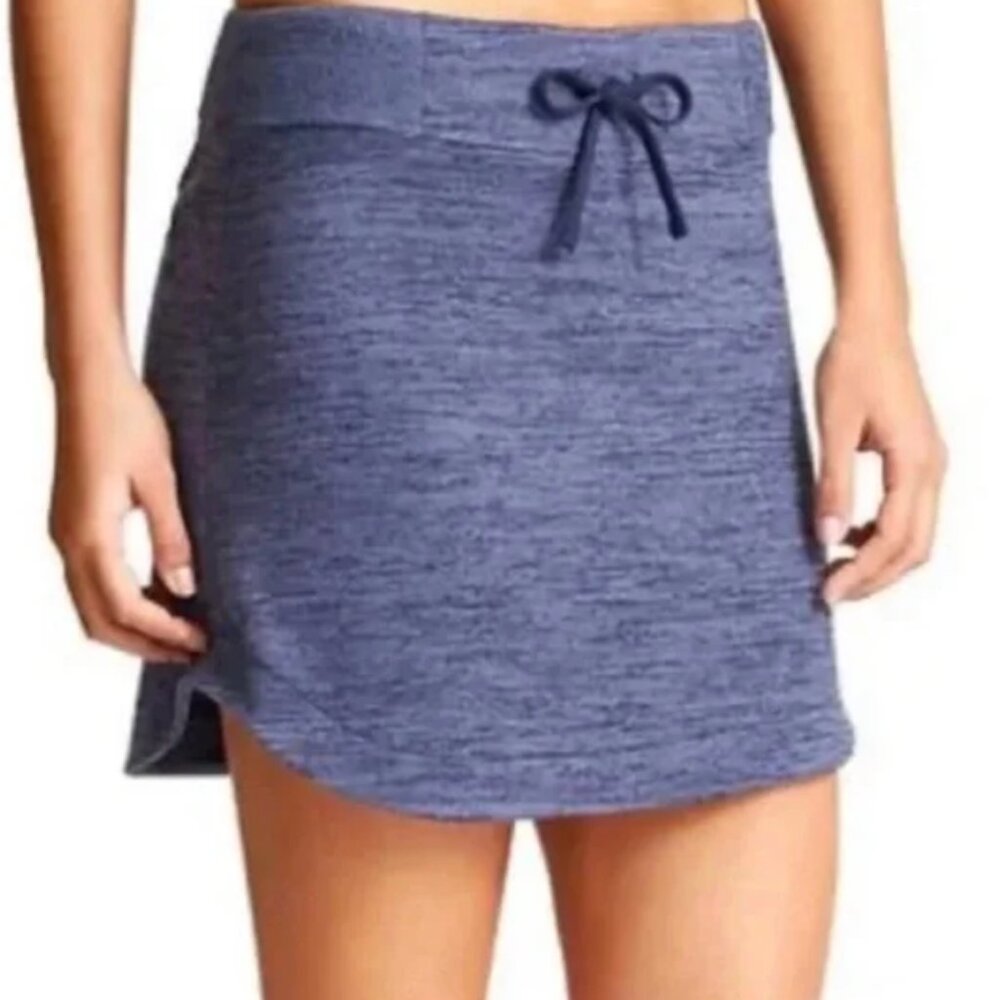 Athleta Downplay Drawstring Mini Tennis Skirt Navy Heather Blue Size Small
